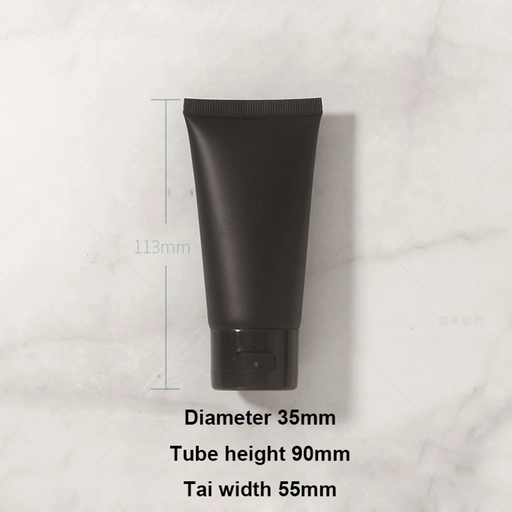 20Pcs Empty Plastic Matte Black Soft Tube with Flip Cap Squeeze Packing Bottle 50ML Hand Cream Lotion Cosmetic Travel Container
