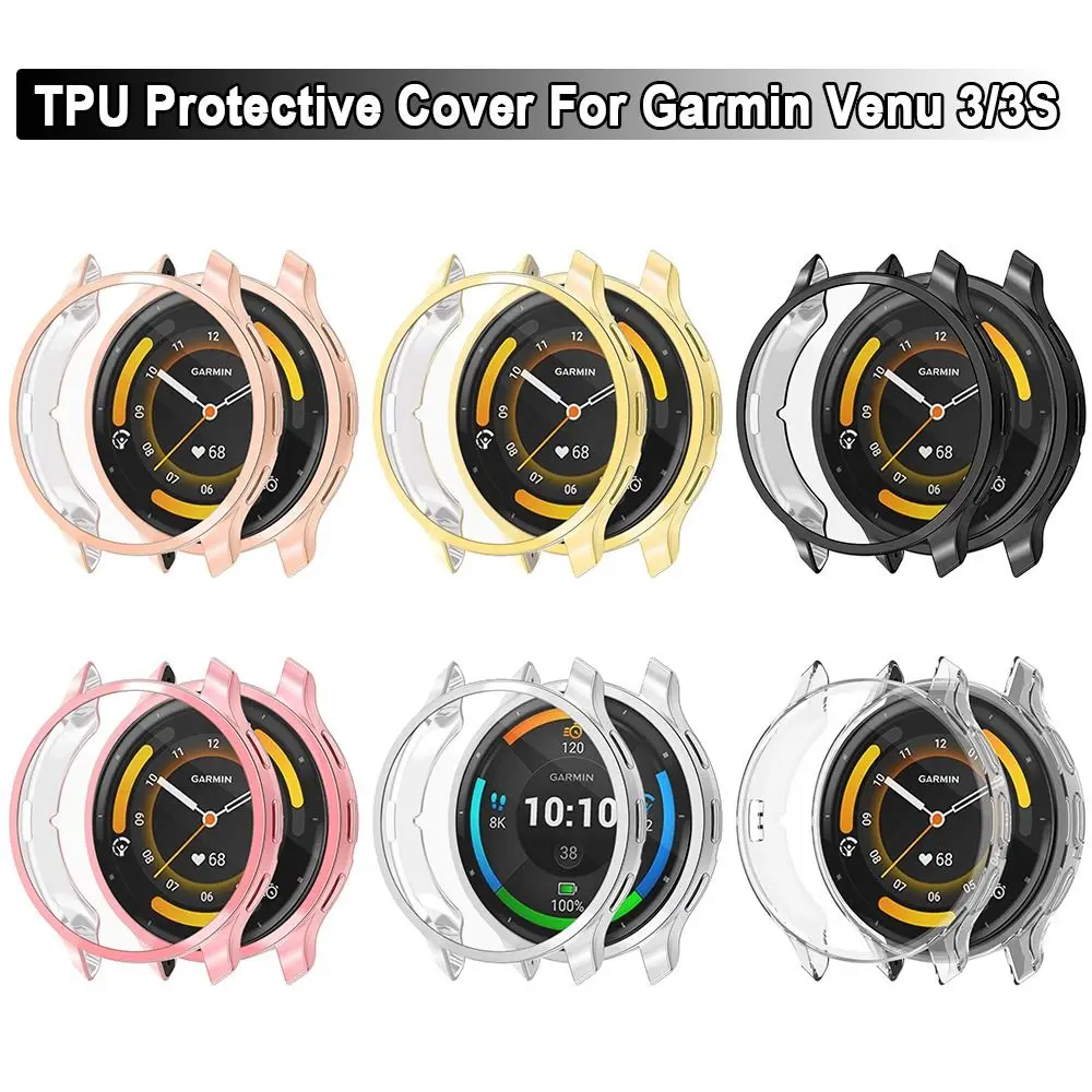 ใหม่เคส TPU เต็มเคสกันกระแทกหน้าจออัจฉริยะสายนาฬิกาแบบนิ่มป้องกันผิวนอกสำหรับ Garmin venu 3/3S
