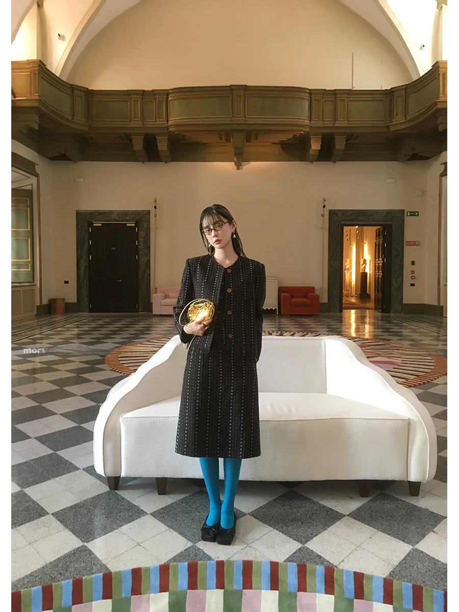 

MONA Ретро Sle Faionable жилет, костюм, женская юбка со средней талией, маленький размер, Новое поступление 2025, Ele Long Sve на молнии