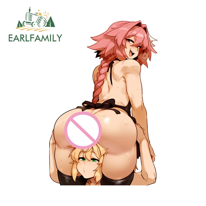 EARLFAMILY 13cm x 8.5cm Astolfo Bridget Butts Thicc Car Stickers Hentai Ass NSFW Femboy Car Accessories Waterproof Decals