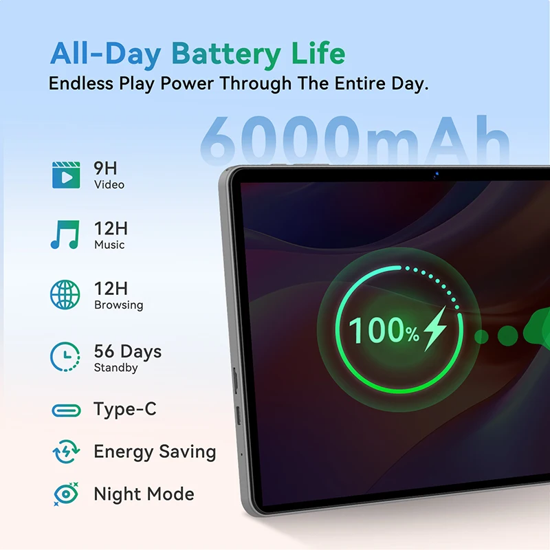 SVITOO 10.1 inch Tablet Android 15 T606 8-core 12GB(4GB+8GB)RAM/128GB ROM 1280×800iPS WIFI 6000mAh Type-C Face Unlock Tablets