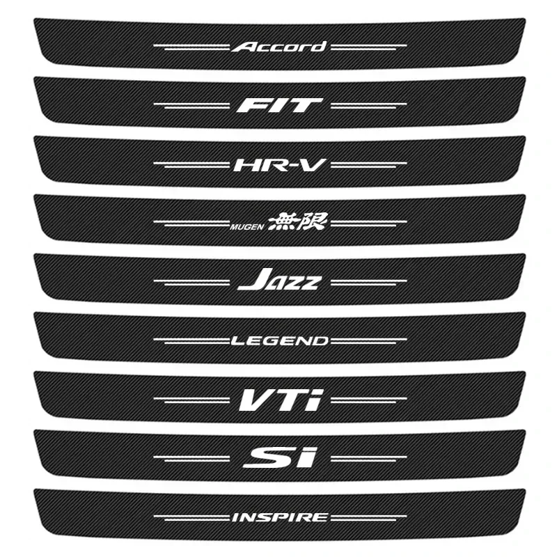 Carbon Fiber Car Door Threshold Anti Scratch Stickers Rear Trunk Sill Decals for Honda Fit Mugen Jazz Si RR VTi TypeR S Civic