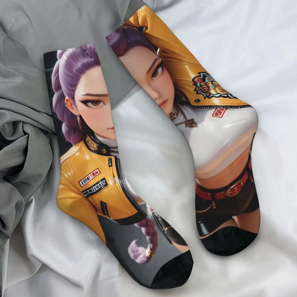 زوجين الجوارب رومي AI الفن هنتركس Kpop شيطان الصيادين جوارب الخريف الكورية متوسطة جوارب ناعمة تصميم في الهواء الطلق المضادة للانزلاق الجوارب