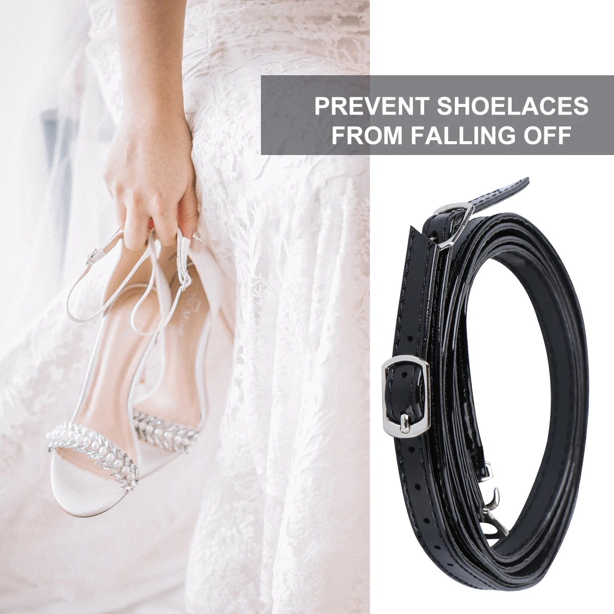

Anti-drop Shoelaces Detachable High Heel Strap Elastic Anti-skid Bundle High-end Pu Men's Heels with Buckle Shoes Straps for