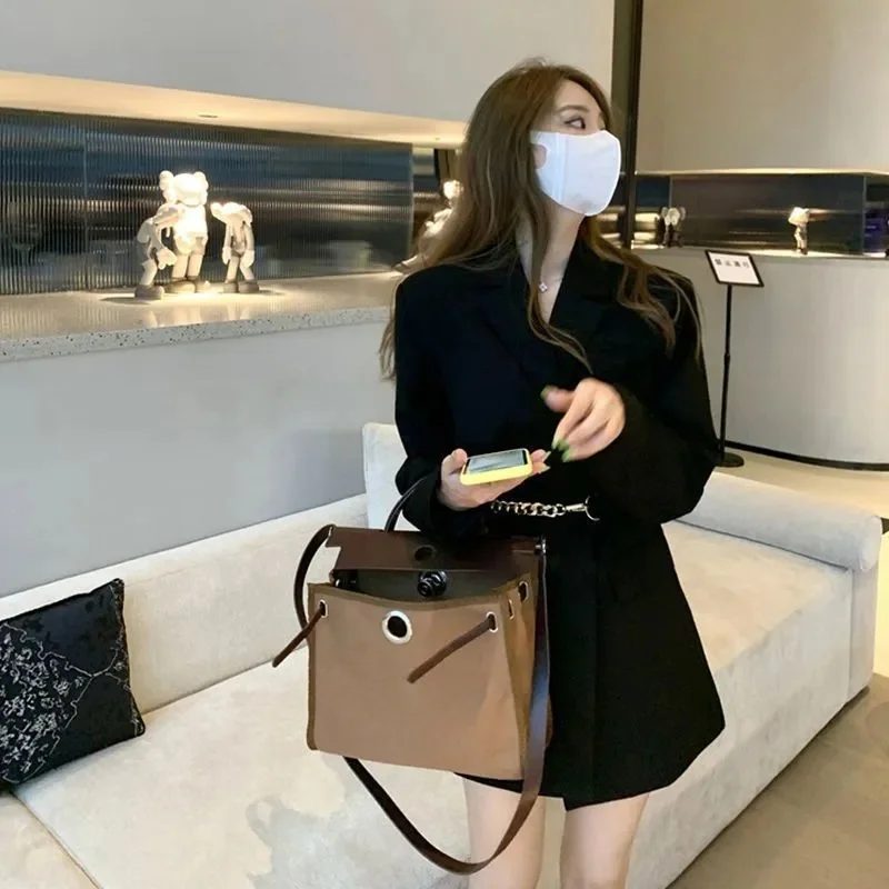 Black Suit Coat Women Senior Suit Top 2023 Spring and Autumn Small Crowd Foreign Style Thin Casual Versatile Fashionable Blazer