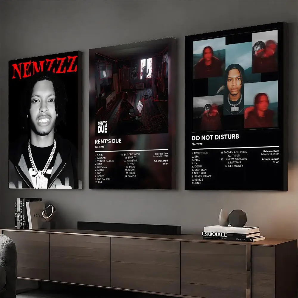 N-Nemzzz Rapper Album Painting Calligraphy HD Modern Style Inner Frame Canvas Poster Bedroom Room Hallway Wall Art Decor