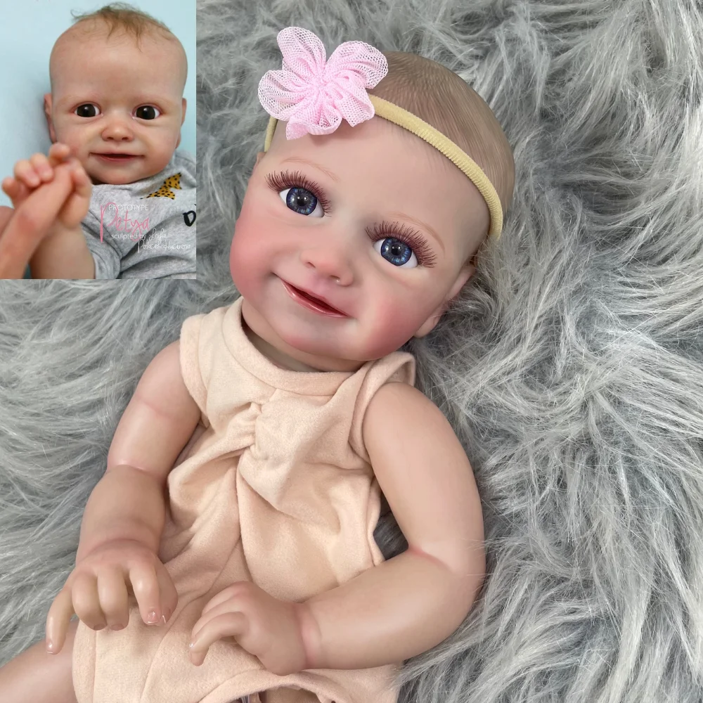 MRB 20 inch Painted Reborn Doll Kits Petya With Blue Eyes and Eyelashes Vinyl Reborn Unassembled DIY Doll Kit Newborn Mold