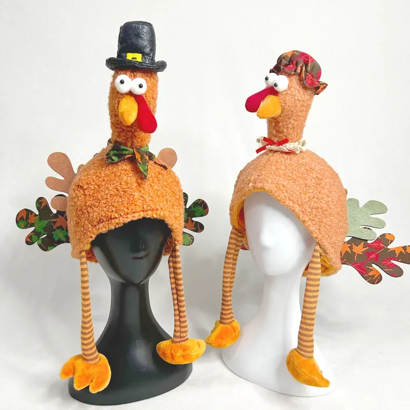 Thanksgiving Hat for Men and Women, Roast Chicken Hat, Cute Cartoon, Long Leg, Turkey Open Screen Modeling