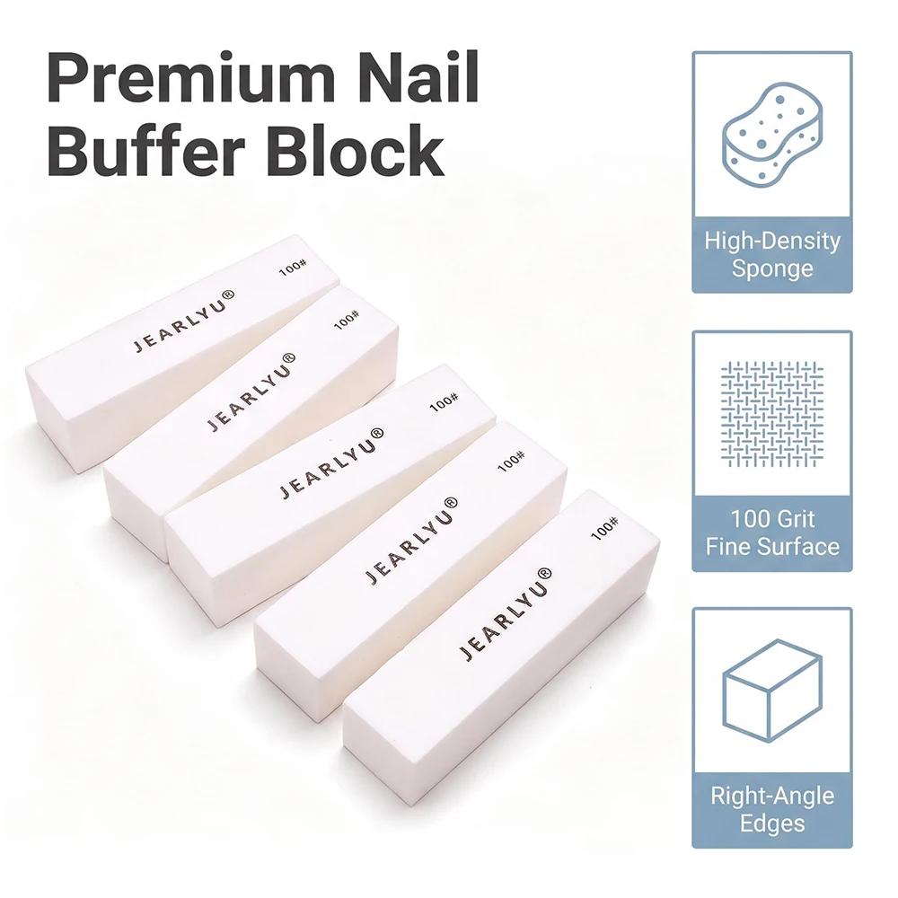 100Pcs Nail Buffer Block 100 Grit Sponge Nail File Right Angle Edge Sanding Buffing Block Manicure Pedicure Salon Nail Art Tools