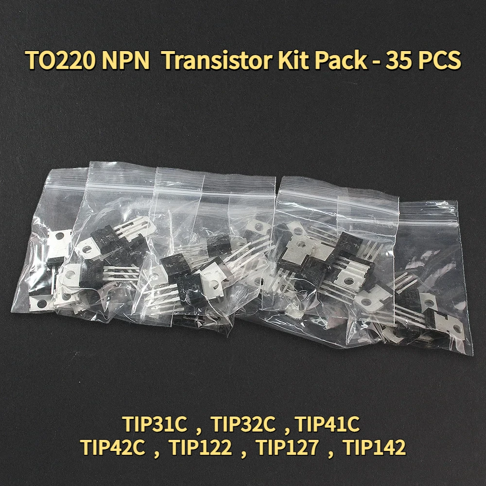 35PCS Transistor Kit TIP31C TIP32C TIP41C TIP42C TIP122 TIP127 TIP142 TO220 NPN Mosfet assortment  Electronic Components set