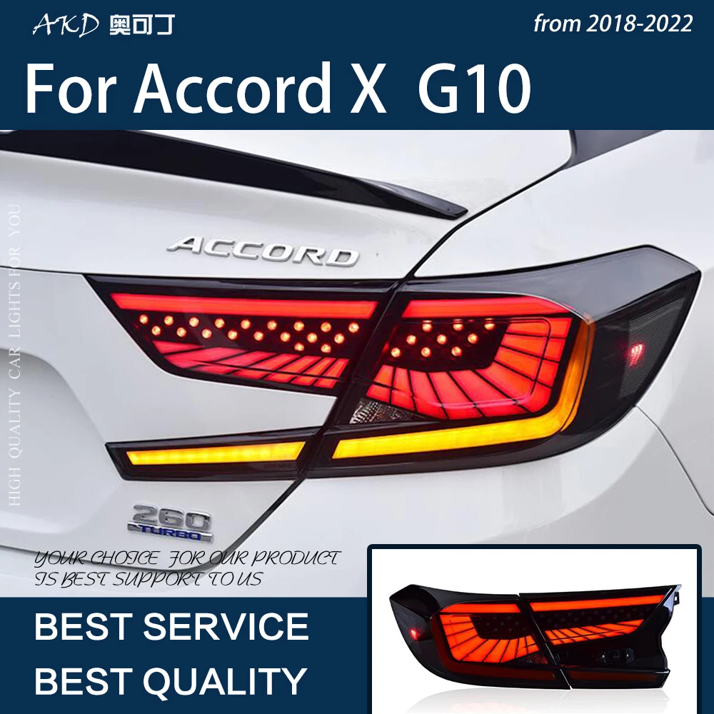 Car Lights for Accord X 2018-2022 10th G10 LED Taillights Upgrade Sky Star Design Dynamic Middle Run Through Lamp Accessories