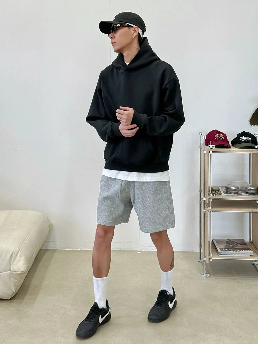 

American Casual Basic Five-Point Pants ex Summer Versatile Loose Fitn orts Above-Knee Couple Sle Youth Faion