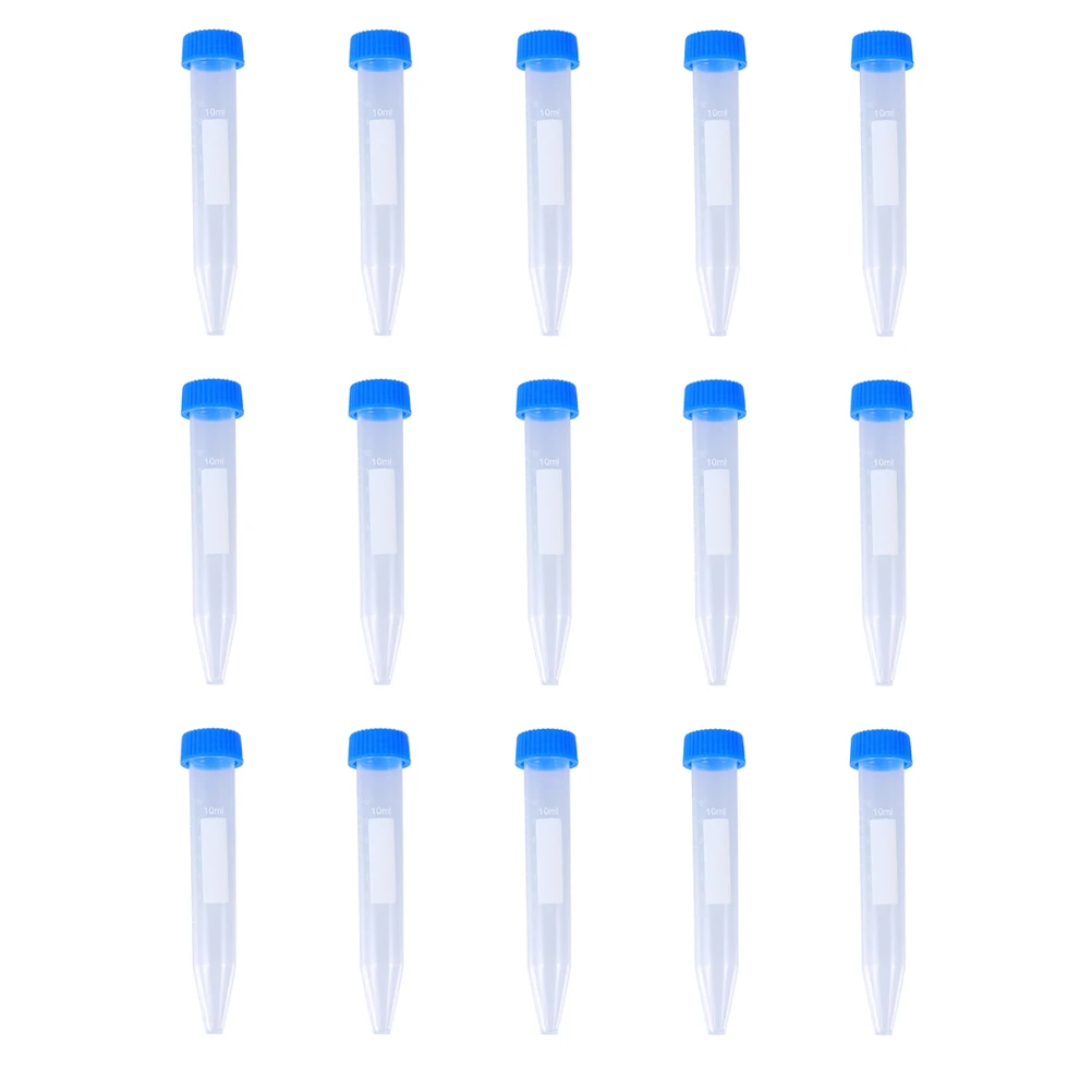 

50 Pcs Tube 10ml Leak Resistant Transparent Plastic Laboratory Test Tube Cover Measurement Scale Scientific