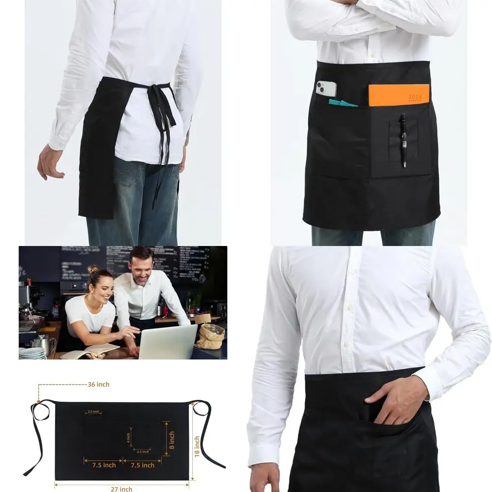

Unisex Bistro Apron with 4 Pockets, 27x18, Ideal for Waitstaff