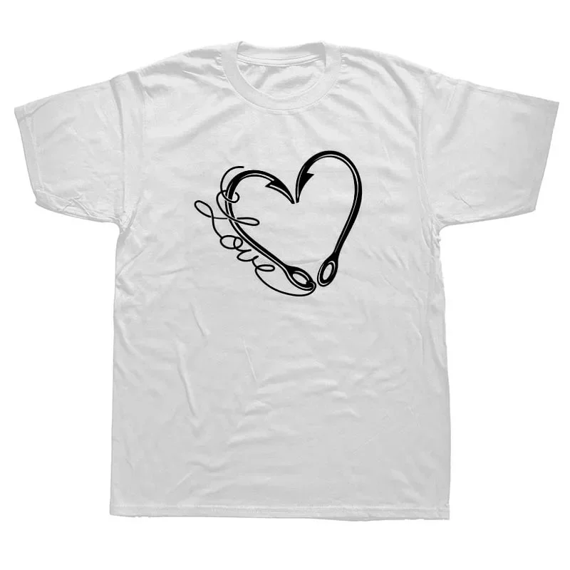 Hook Heart Love Interesting Fisherman Angler Gift T-Shirt 100% Cotton O-Neck Summer Short Sleeve Casual Mens T-shirt Size S-3XL