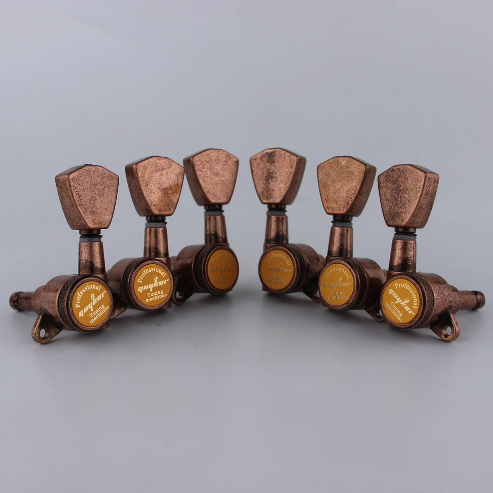 1 Set 3R3L GUYKER Tuners Guitar Models Rear lock string Electric Guitar Machine Heads Trapezium Button Antique Bronze