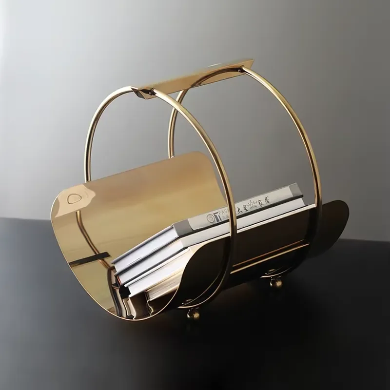 Creative Circle Modern Luxury Home Decor Accessories Desk Organizer Gold Steel Magazine Clip
