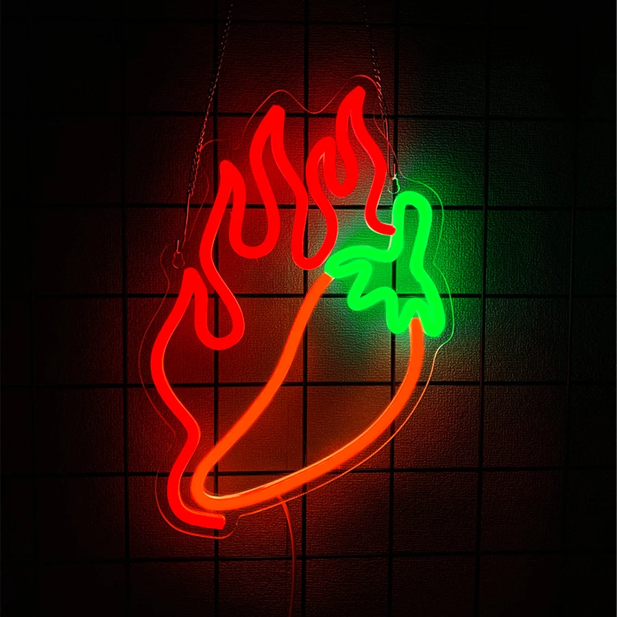 Creative Red Chilli LED  Neon Sign USB Powered, Festival Fairy Light Garland for New Year Christmas Wedding Party Home Decor