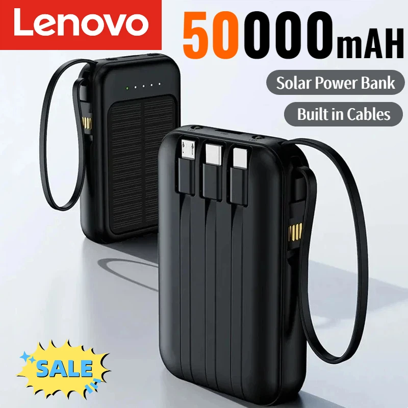 

Xiaomi Solar Power Bank 50000 мАч Зарядное устройство со встроенными кабелями большой емкости 2 USB-порта Внешнее зарядное устройство Powerbank со светодиодной подсветкой НОВЫЙ