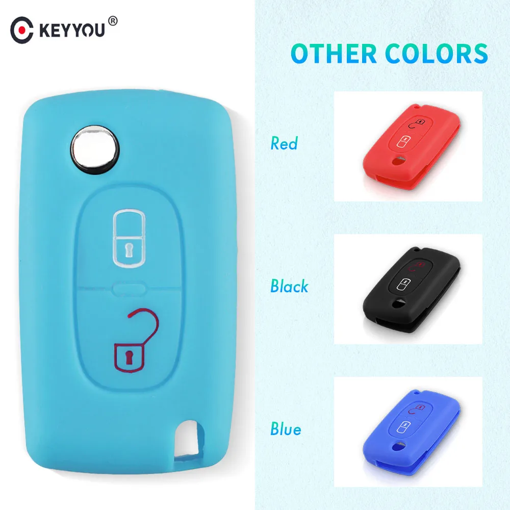 KEYYOU 2 Button Key Case Cover for Citroen C-Crosser C3 C4 Picasso Berlingo Case for Peugeot Partner Tepee 207 307 308 407