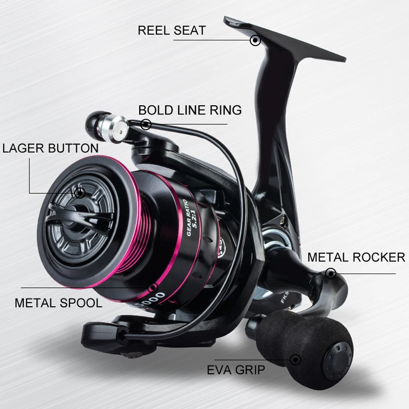 1000-7000 Serie rostfreies und glattes Lager 5.2:1 Angelrollen-Schlepp system 8-12kg max. Power Spinnrad-Angels pule – Detail 6