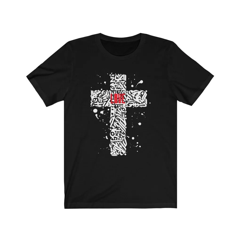 

Love Ornate Christian Cross Jersey T Shirt