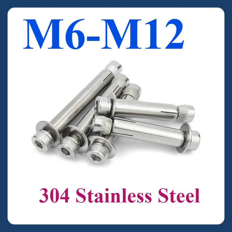 

M6 M8 M10 M12 304 Stainless Steel Cup Head Hex Socket Expansion Screws Corrosion-Resistant for Concrete, Walls & Heavy Fixtures