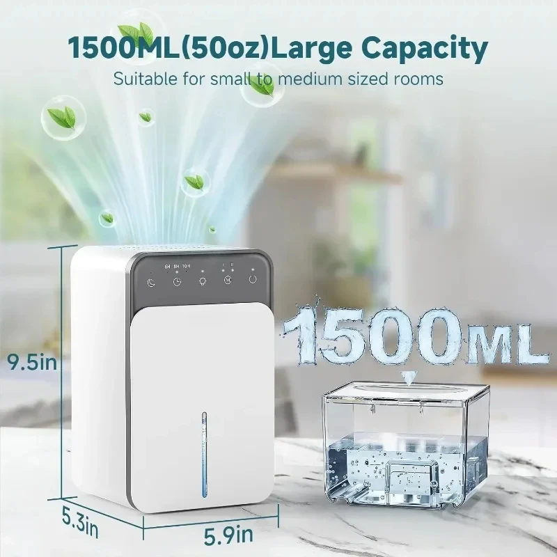Bedroom Dehumidifier Silent with Timer Sleep Mode Automatic Defrost Automatic Shut-off Function Suitable for Bathroom RV