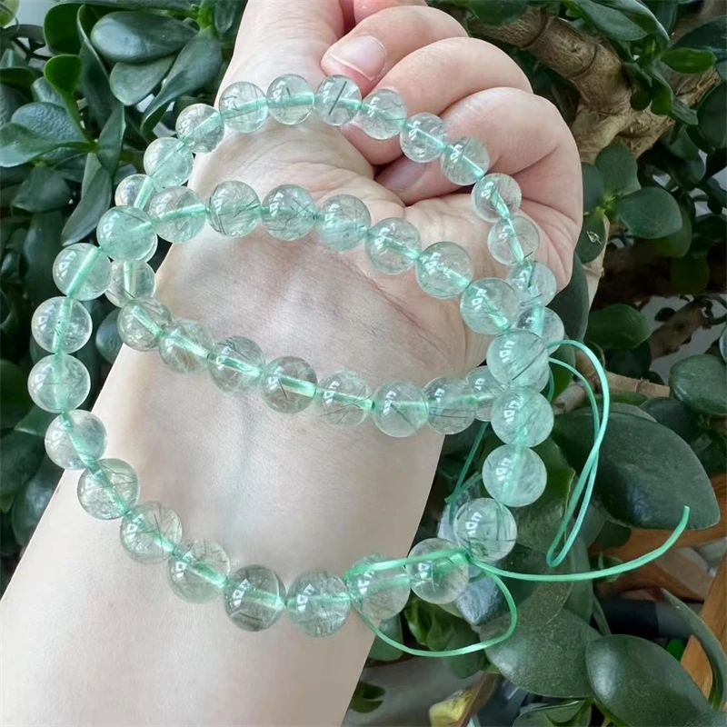 

8.5MM Natural Green Hair Quartz Bracelet Gemstone Crystal Healing Bracelet Women Men Fine Jewelry Gift 1PCS
