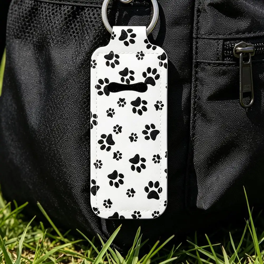 Portable Lipstick Case Lipstick Holder with Metal Ring Dog Paw Lipstick Holder Keychain Lip Balm Sleeve with Metal Ring for Bag