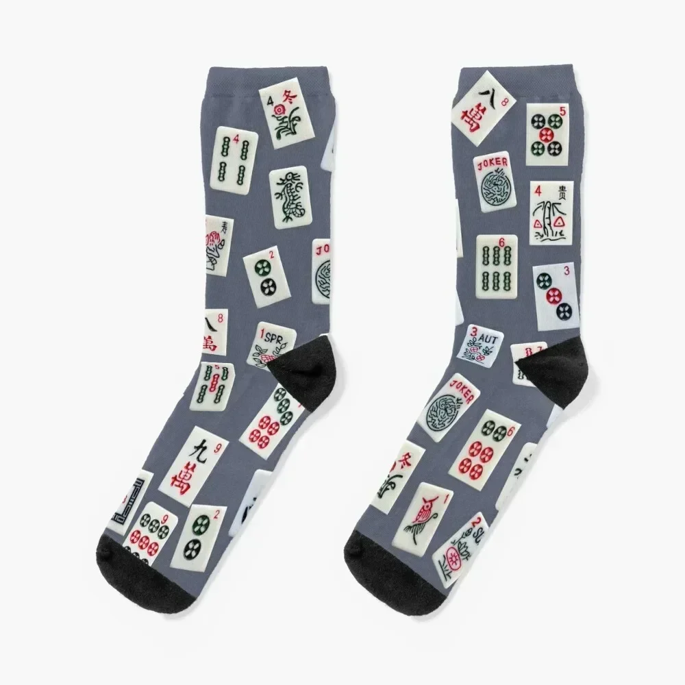 

Mahjongg game tiles design on blue color Socks summer sports and leisure Socks Women's Men's