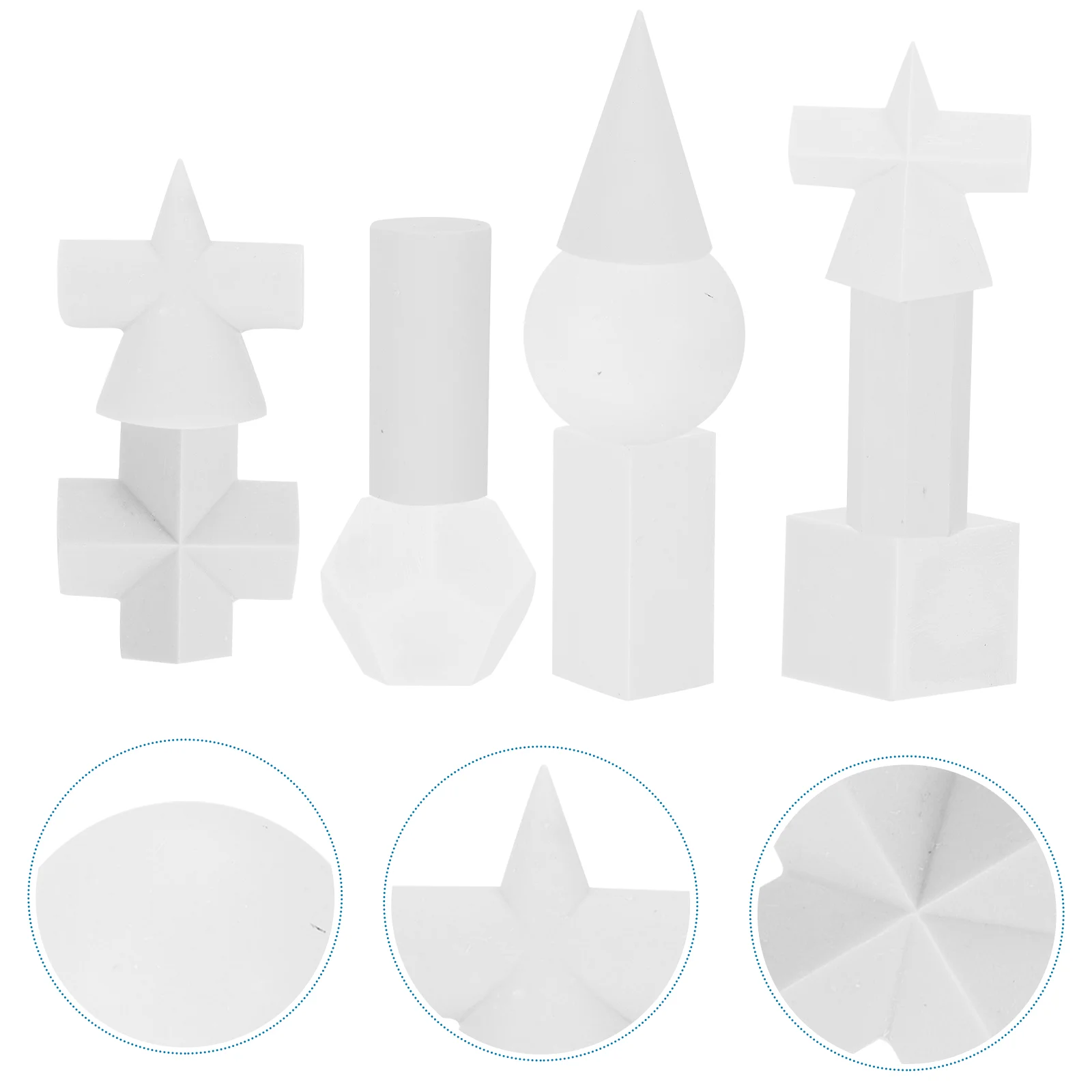 10 Pcs Small Sculpture Decor Sketch Geometry Geometrical Sketching White Resin Practice Figurine