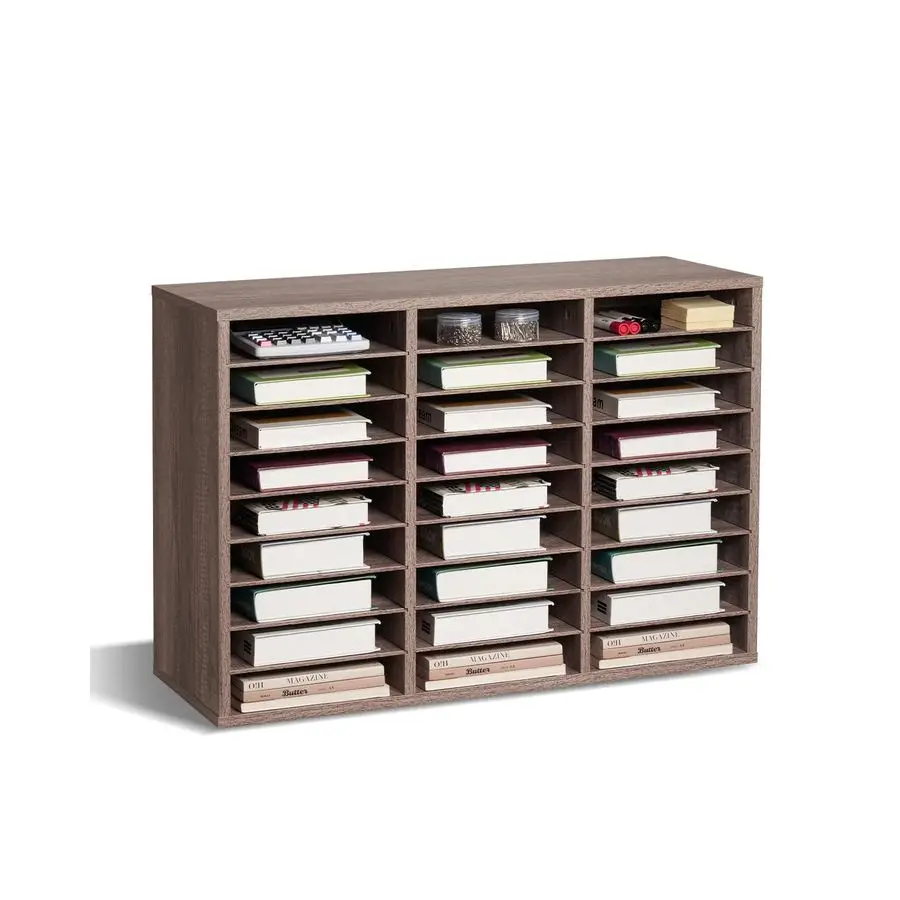 

Literature Organizer, 27 Compartments Office Mailbox with Removable Shelves, Wood Mailbox Sorter Particle Board Office Home Clas