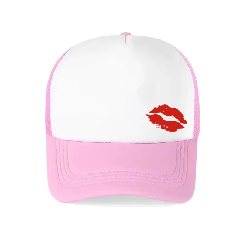 Personality Sexy Red Lip Casual Mesh Hats Printed Sunscreen Hat Cosplay Baseball Cap Unisex Adjustable Baraklava Riding Caps
