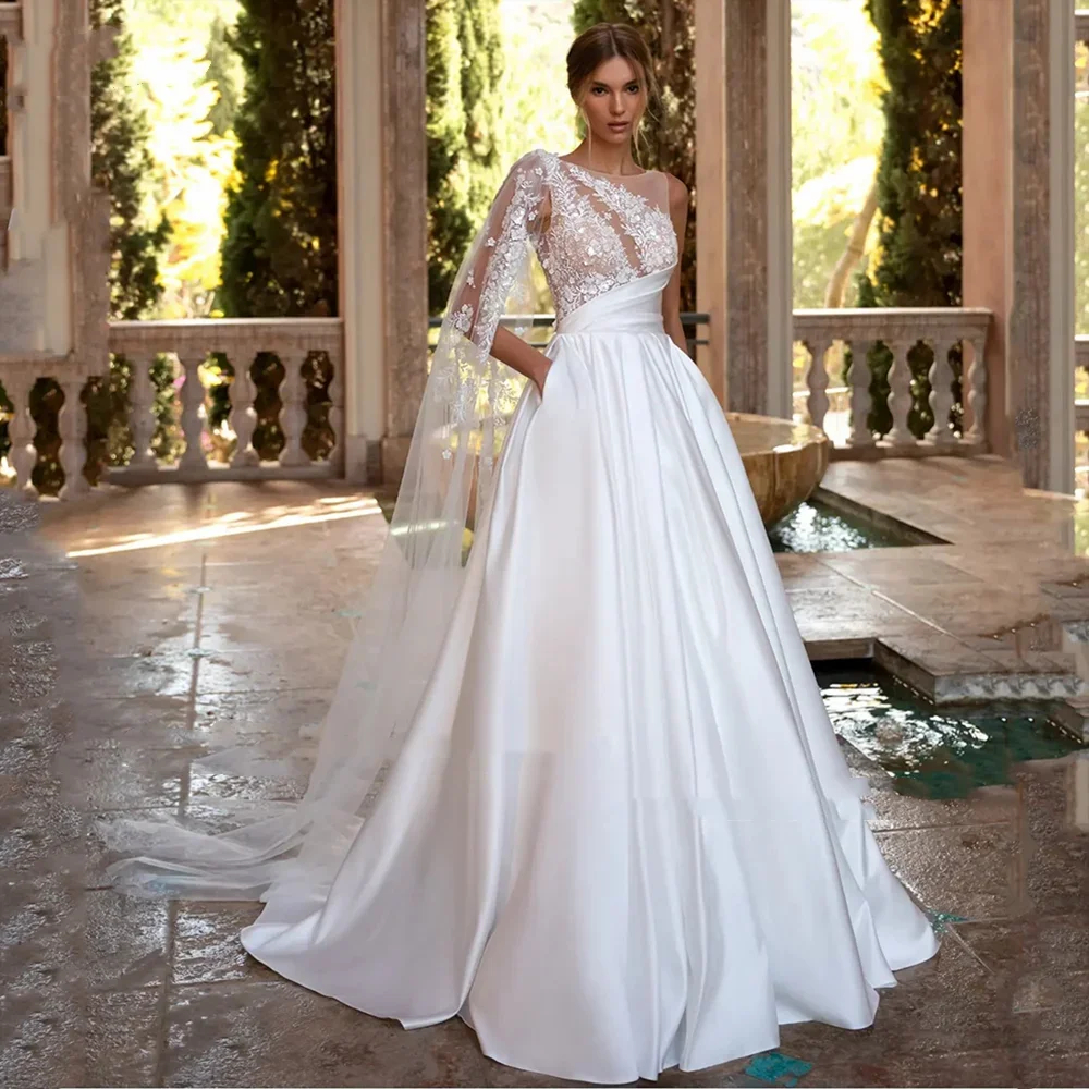 Vinca Sunny customized Bohemia Wedding Dresses A-Line Lace Backless Bridal Dress Applique Strap Ribbon Princess Bride Gown