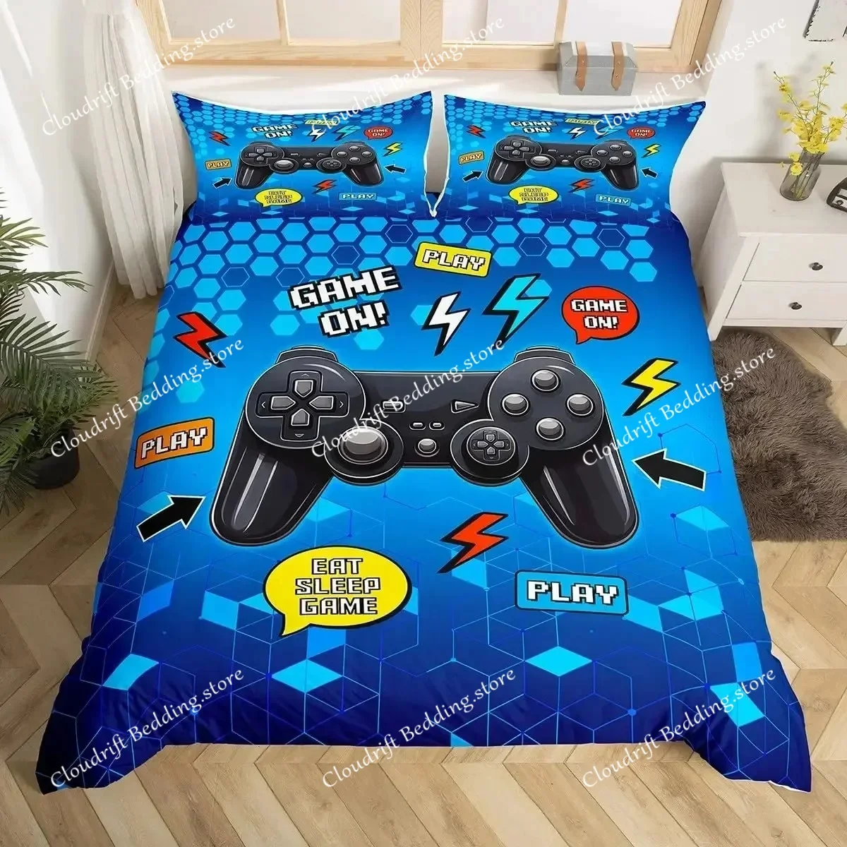 

3D Watercolor Cartoon Basketball Bedding Set, Duvet Cover for Kid Teen Boys, Sports Polyester Quilt Cover