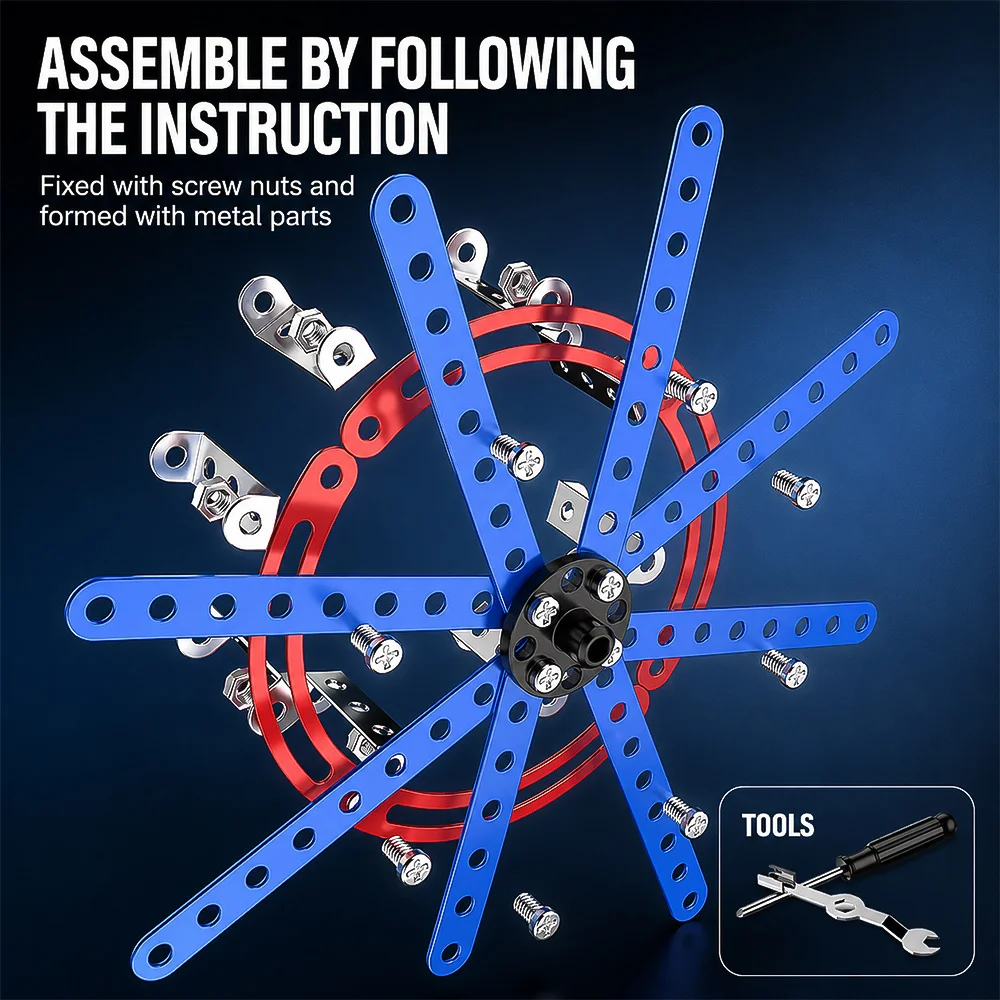 Ferris Wheel Metal Building Model Kit 328PCS FD829S, Premium Color Metal Assembly Toy, 360° Rotatable Ferris Wheel, STEM Educational DIY Assembly Set, With Screwdriver & Wrench, Great Holiday & Birthday Gift for Kids Teens