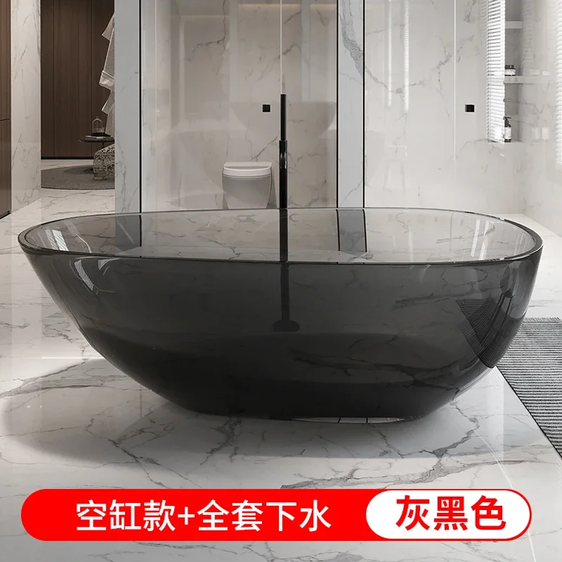 Transparant badje Afneembare kunststeen van kristalhars in kleur Onafhankelijke badkuip met dunne rand