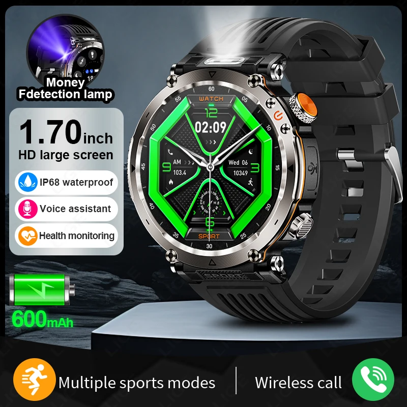 

Choice LIGE Smart Watch LED Flashlight Voice assistant Compass IP68 Waterproof 600mAh Battery smart watchs for men Android IOS