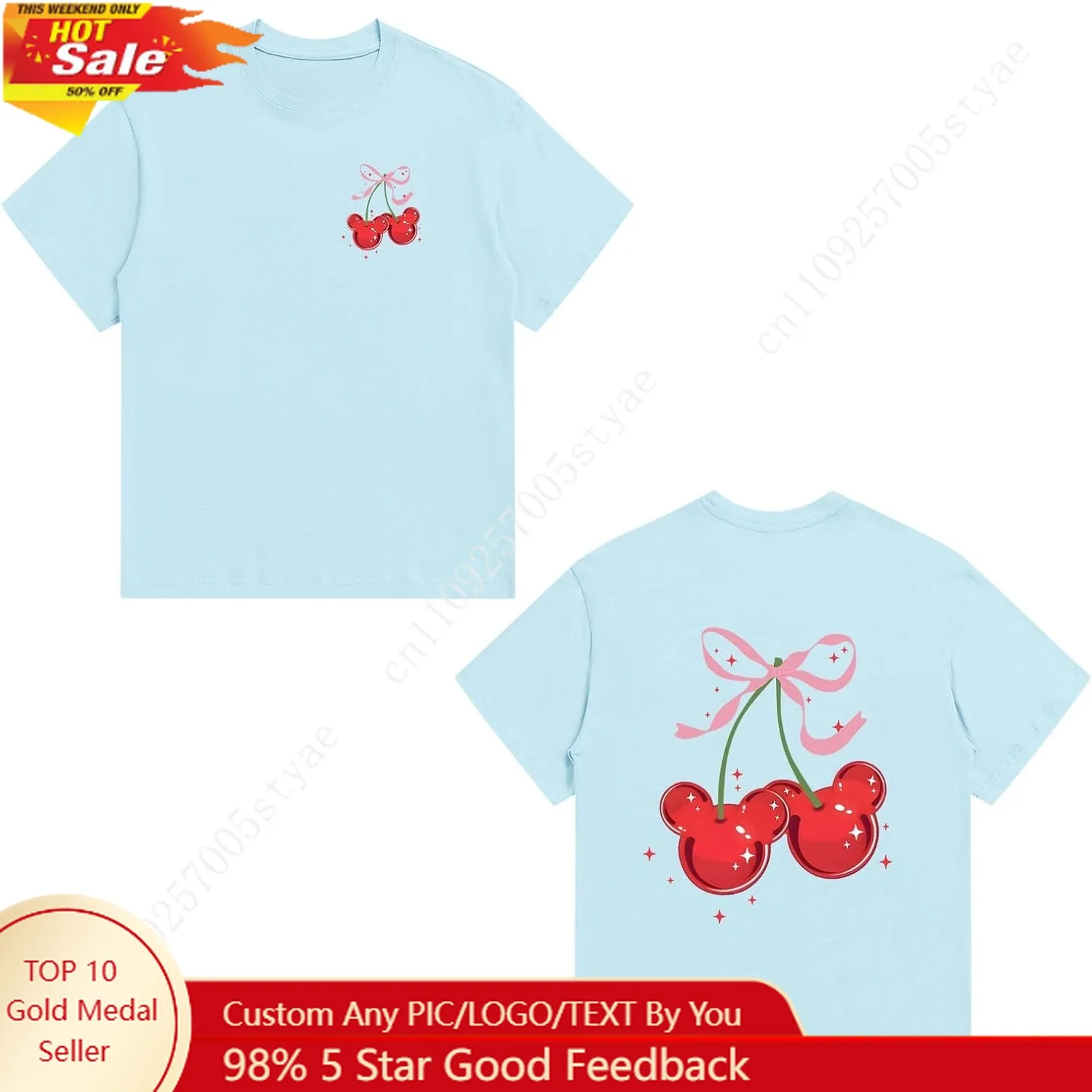 

Disney Magic Kingdom T-shirt Girls Bow Cherry Graphic T-shirt Preppy Tops Chlid Tee Holiday Outfit Vacation Clothes For Kid