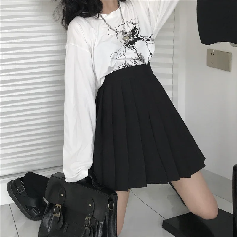 Ruibbit – jupe courte gothique Harajuku pour femmes, jupe plissée noire, Style Punk, Sexy, taille haute, 4XL