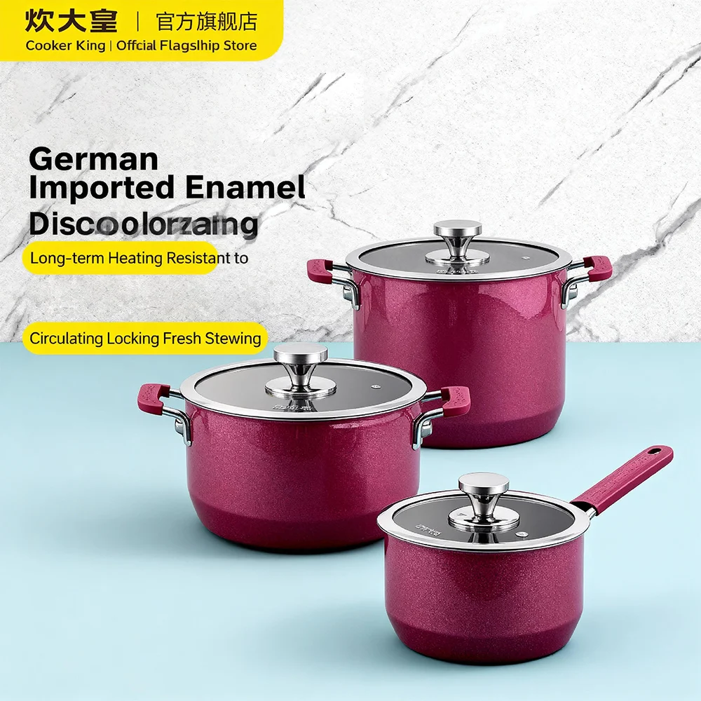 COOKER KING Soup Pot Non-stick Pot Thick Soup Stew Pot Cook Noodles Hot Milk Porridge Pot Gas Cooker Universal Induction Pot