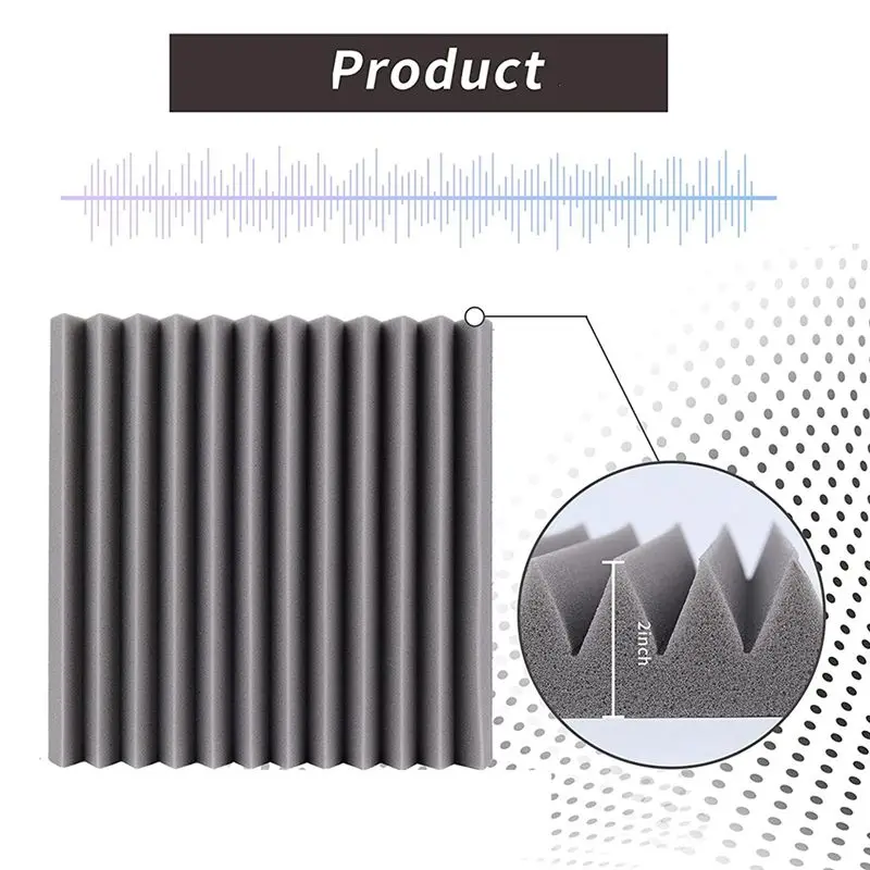 ABHU Acoustic Foam Panels 12 Pcs, Soundproof Wall Panels 30X30x5cm, High Density Sound Absorbing Panel For Walls