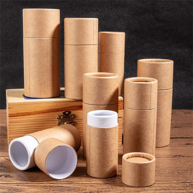 

50Pcs 10ml Kraft Paperboard Tubes Round Kraft Paper Containers for Pencils Tea Caddy Coffee Cosmetic Crafts Gift Packaging