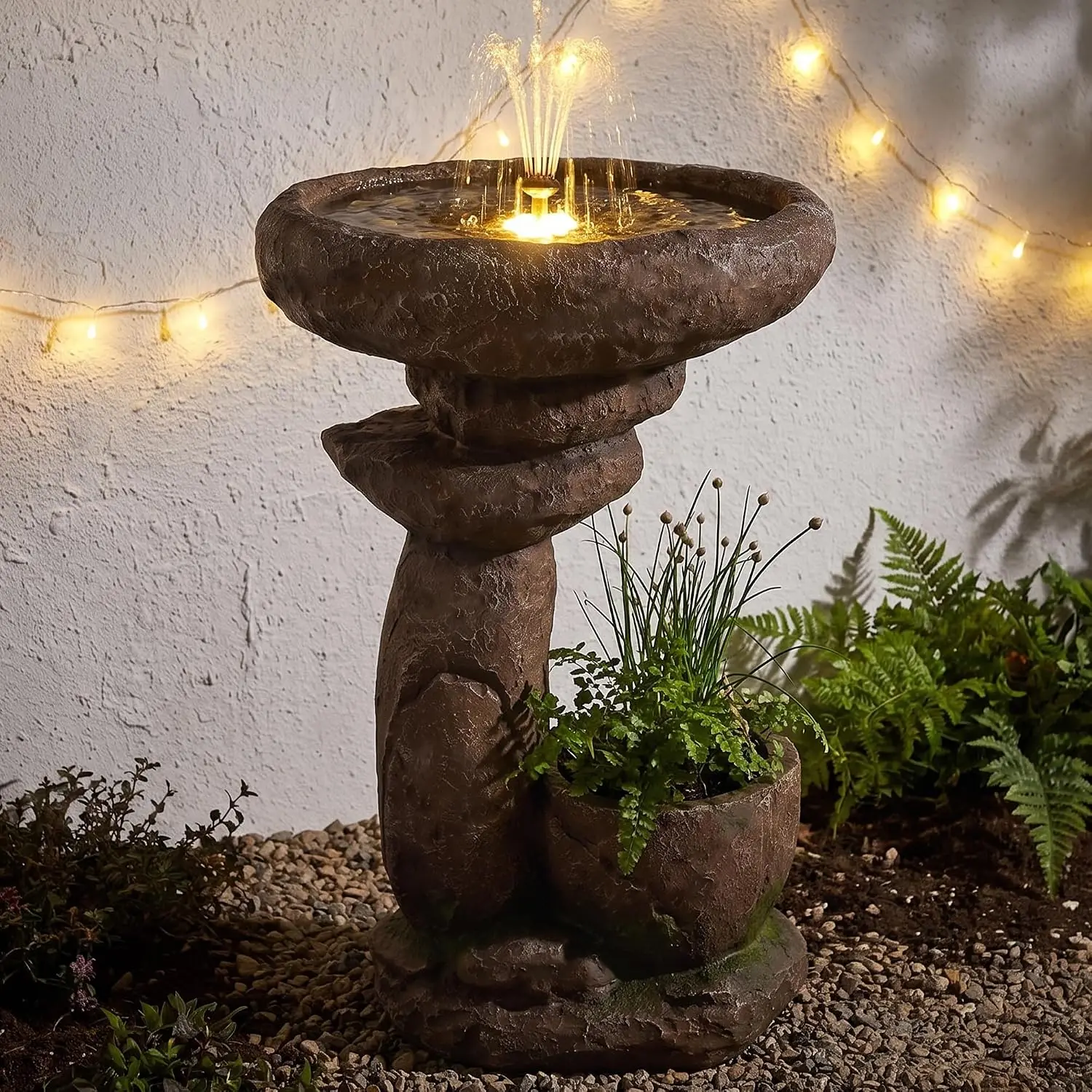 Solar Bird Bath Fountain Outdoor LED Lights, Customized