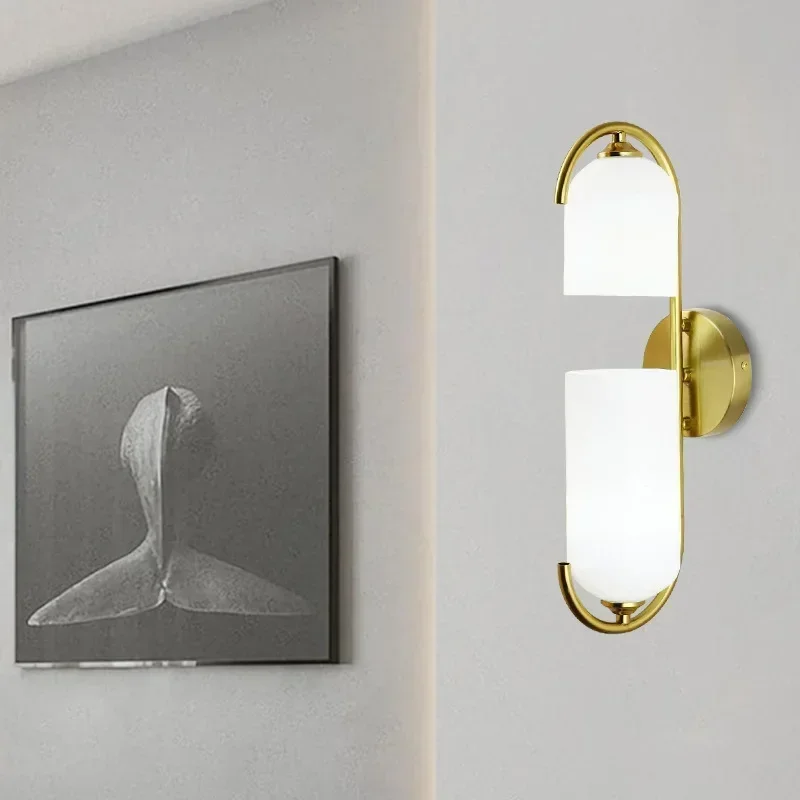 

SANDYHA Modern Nordic Glass LED Wall Lamp for Living Room Bedroom Bedside Study Decor Simple Design Lighting Fixtures