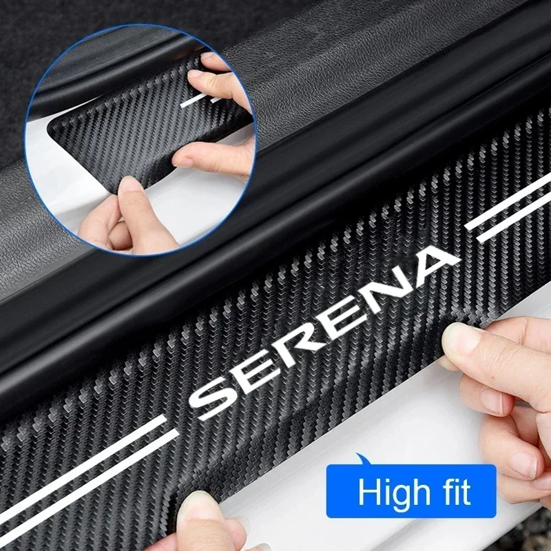 Carbon Fiber Car Door Sill Threshold Anti Protective Sticker Decals For Nissan Serena Auto Rear Trunk Bumper Anti Scratch Strips