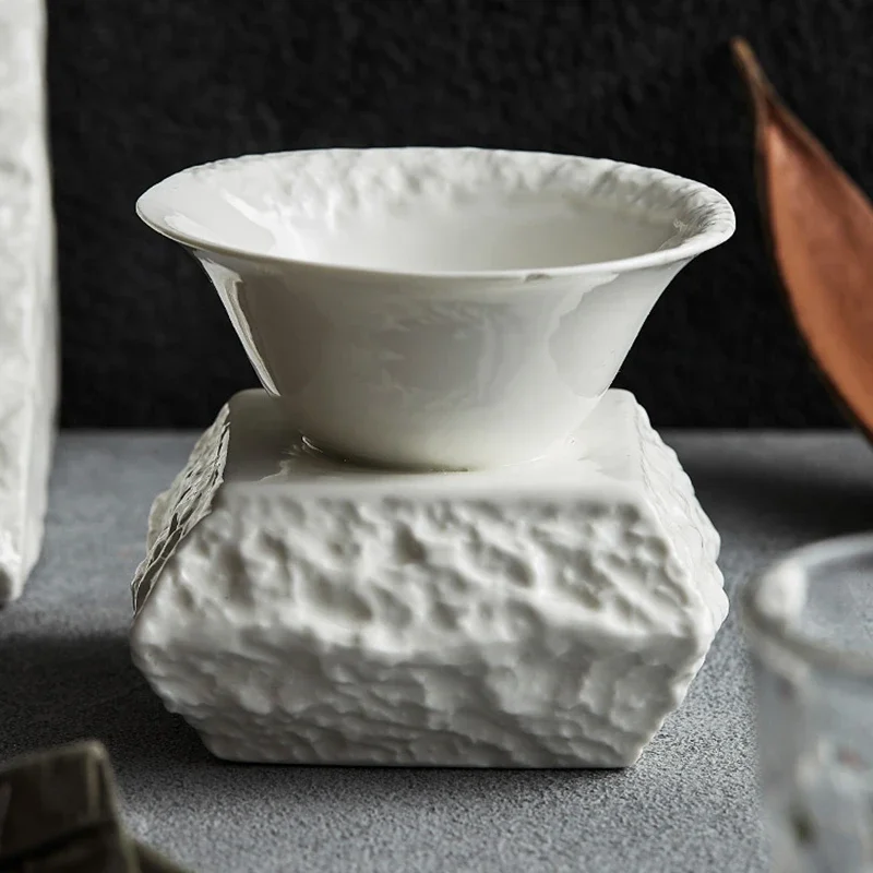 Ceramic Stone Soup Bowl, Salad Bowl, Molecular Cuisine Tableware, Creative Irregular, Artistic Conception Dishes Hotel Features
