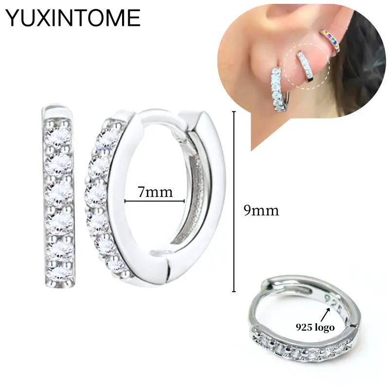 Ohrnadel aus 925er-Sterlingsilber, modische Creolen, weißer Kristall, luxuriöse Damen-Silberohrringe, Hochzeit, Damenschmuck, Geschenk