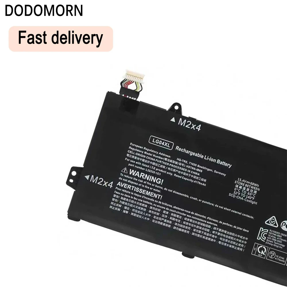 DODOMORN LG04XL بطارية الكمبيوتر المحمول ل جناح Hp 15-DK0015LA 15-CS1001LA 15-CS1002LA سلسلة 68Wh 15.4V جودة عالية